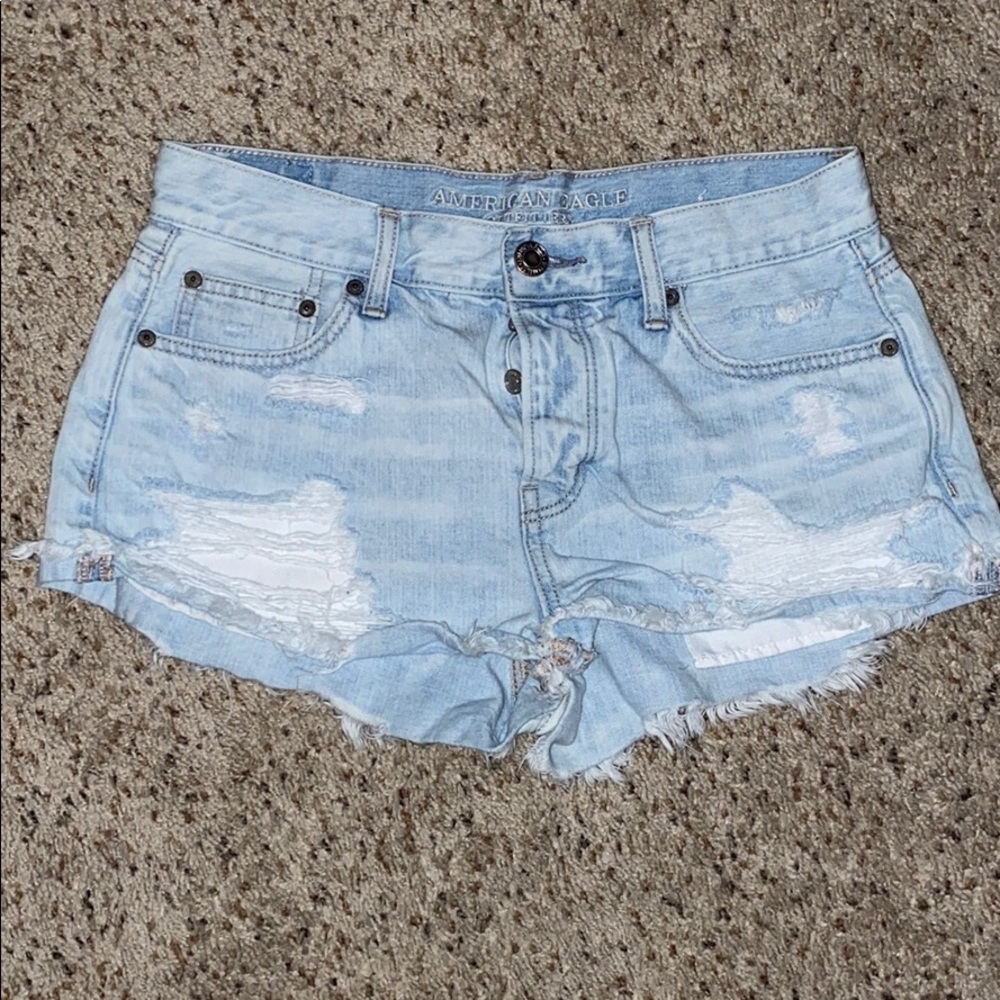 American Eagle Light Wash Distressed Shorts- Sz. 8